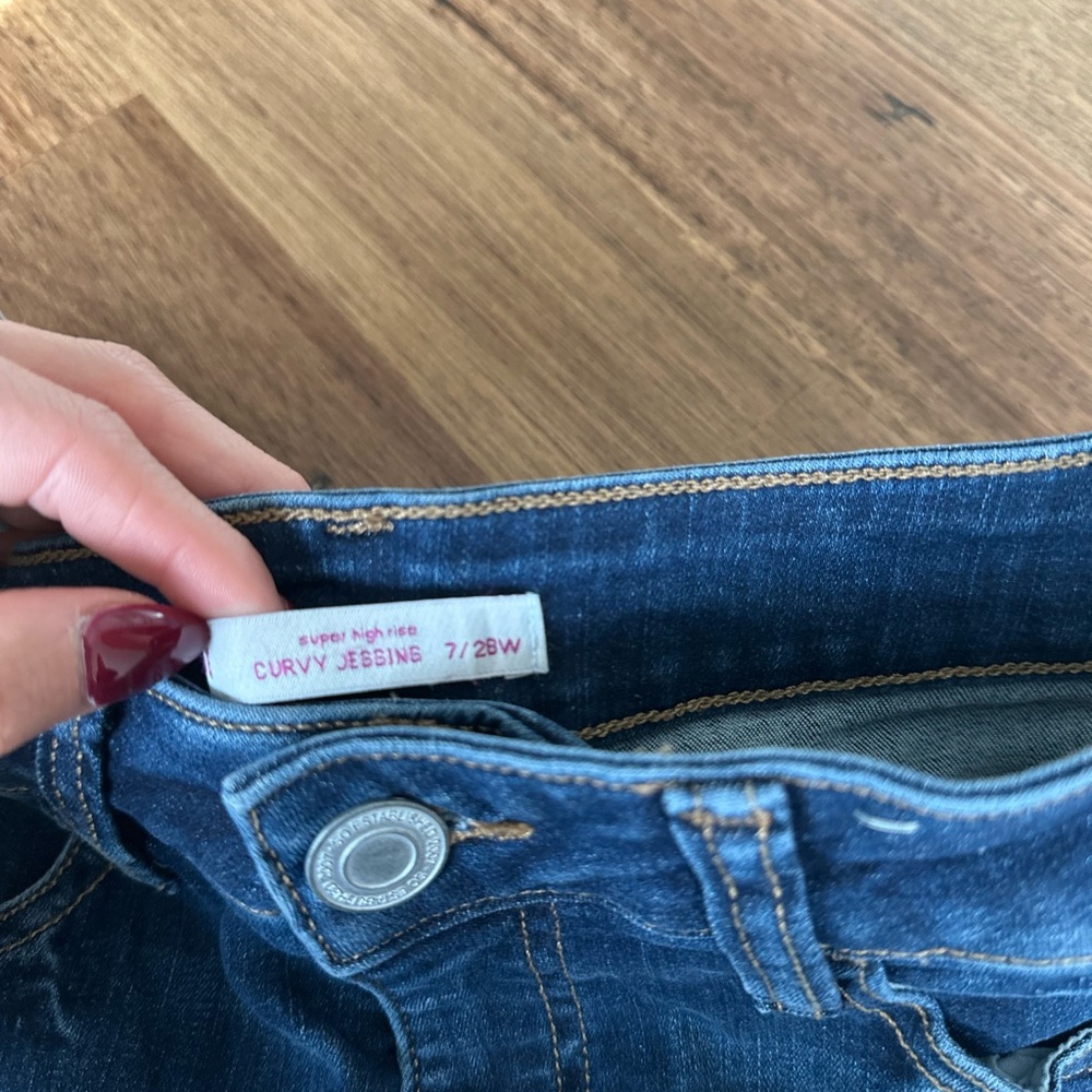 Distressed Blue High Rise Skinny Jeans - Picture 3 of 4